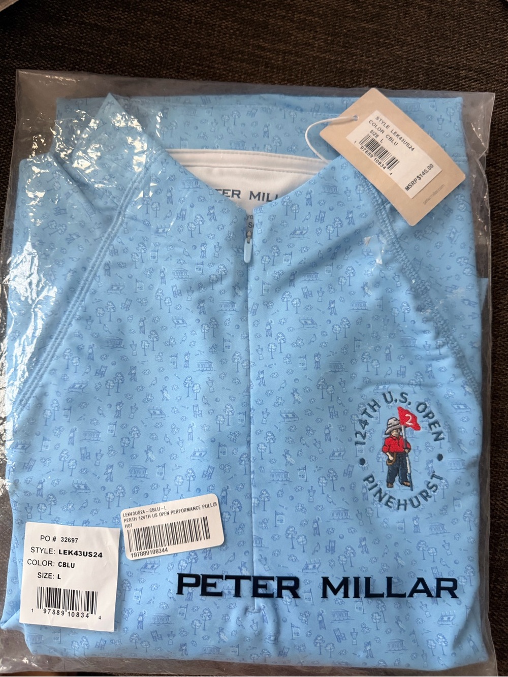 Peter Millar New Women’s 124th U.S. Open Blue Pullover Quarter Zip